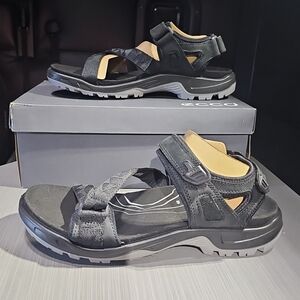 ECCO Yucatan Men’s US 14-14.5 EU 48 Black Nubuck Offroad Coast Sport Sandals NEW